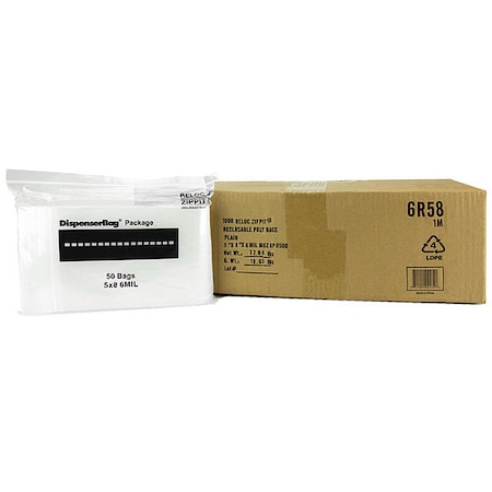 RELOC ZIPPIT Reclosable Poly Bag,Zip Seal,PK1000
