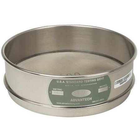 ADVANTECH MANUFACTURING Sieve, #100, S/S, 8 In, Full Ht