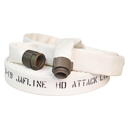 JAFLINE Fire Hose,50 ft,White,Polyester