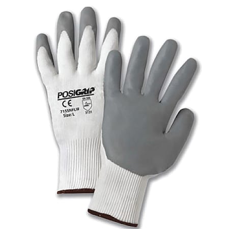 PIP Coated Gloves,Nitrile,White/Gray,M,PK12