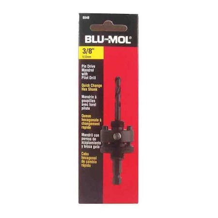 BLU-MOL Hole Saw Mandrel,Shank 3/8&,1-1/4& to 6&