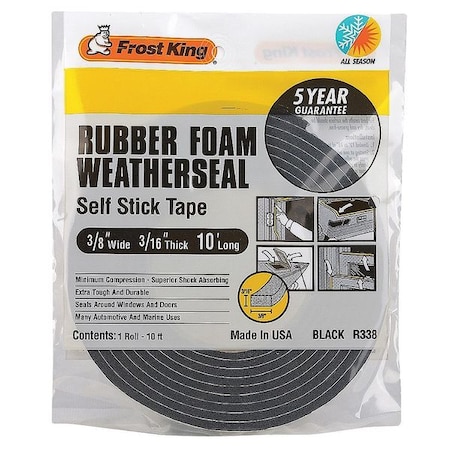 FROST KING Weather Seal,Rubber Foam, Black, 10 ft L