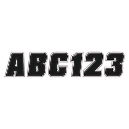 HARDLINE PRODUCTS Number and Letter Combo Kit,Black/Silver