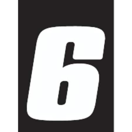 HARDLINE PRODUCTS Number Label,Wht,Vinyl,4in. H,No. 6,PK12