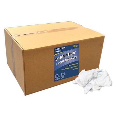 PROCLEAN BASICS White Terry Cloth Remnants,50 lb. Box