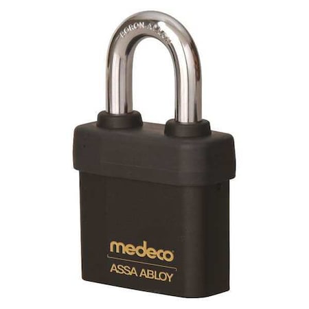 MEDECO Keyed Padlock; 7/16 in;Square;Black