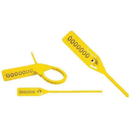 ELC SECURITY PRODUCTS Pull-Tight Seals,Yellow,Unfinished,PK250