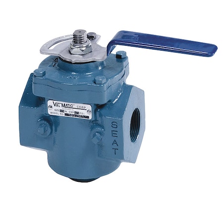 VAL-MATIC Plug Valve,1-1/2&,Lever Operated,CI