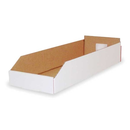 PACKAGING OF AMERICA Corr Shelf Bin,White,Cardboard,4 3/4 in