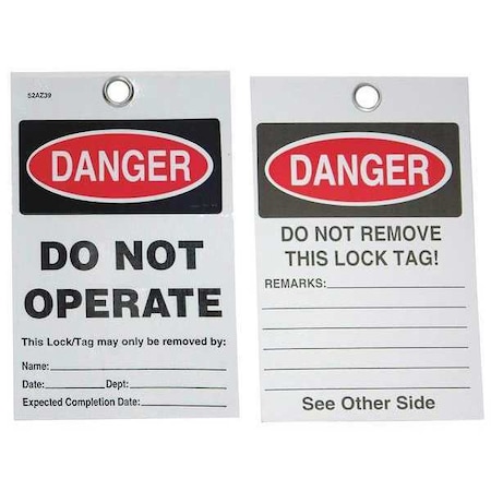 BADGER TAG &,amp, LABEL Self-Laminating Danger Tag,5in H,PK25