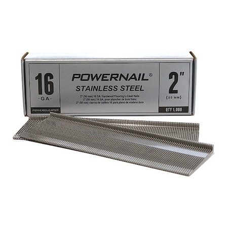 POWERNAIL SS Cleat,16 ga.,2&,L-Style,PK1000