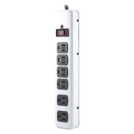 POWER FIRST Outlet Strip,6 Outlets,Beige,6 ft. Cord