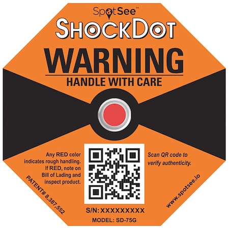 SHOCKWATCH G-Force Indicator Label,75G,PK50