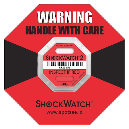 SHOCKWATCH G-Force Indicator Label,50G,PK50