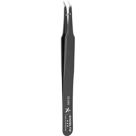EXCELTA Tweezers,Carbon Steel,4 1/4& L,Bent