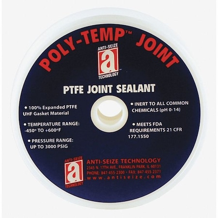 ANTI-SEIZE TECHNOLOGY Joint Sealant,PTFE Gasket,1/4&X 100ft.