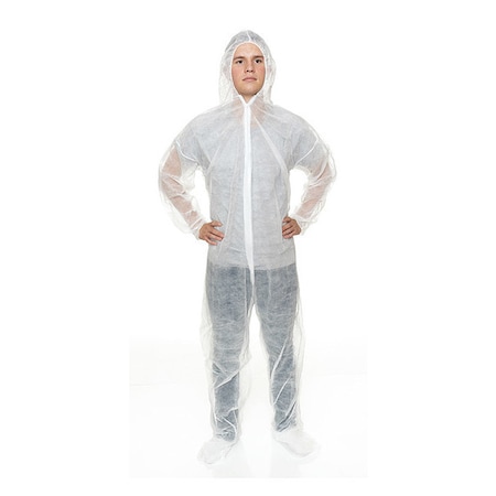 INTERNATIONAL ENVIROGUARD Coverall,w/Hood and Boot,4XL,White,PK25