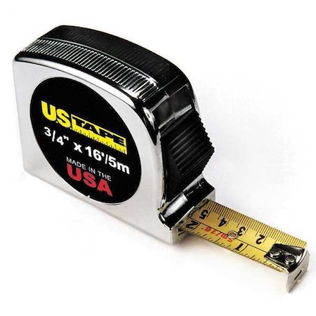US TAPE Tape Measure,3/4Inx16 ft,Chrome,In/Ft/mm