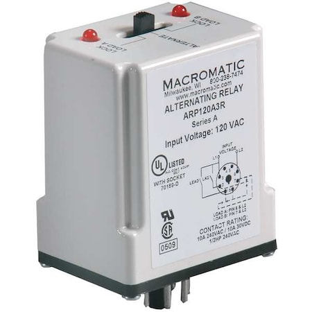 MACROMATIC Alternating Relay,120VAC,DPDTCross-Wired