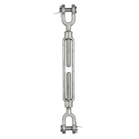 CHICAGO HARDWARE Turnbuckle;Jaw & Jaw;Galv;3/4 x 18 In