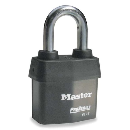 MASTER LOCK Keyed Padlock, 7/8 in,Rectangle,Black