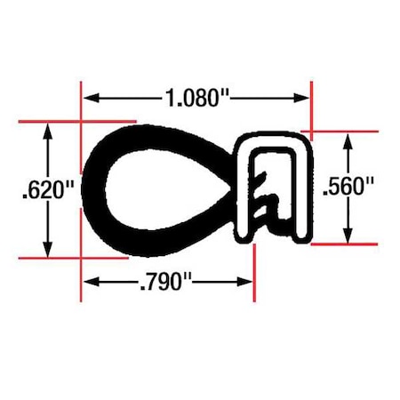 FAIRCHILD Edge Grip Seal,Side Bulb,10 ft,EPDM
