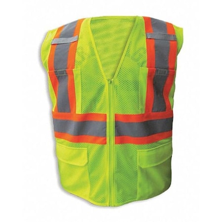 JAYDEE ENGUARD Safety Vest;Lime;FR;Org stripe;Zippr-XL