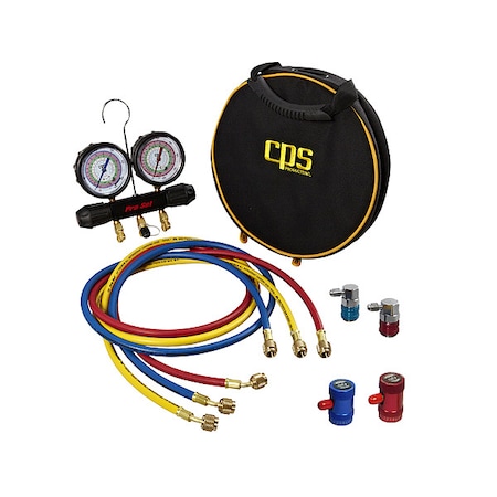 PRO-SET Manifold Gauge Set,6 ft L,3 1/8 in Gauge