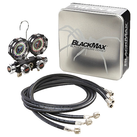 BLACKMAX Manifold Gauge Set,5 ft L,3 1/8 in Gauge