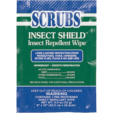 SCRUBS Insect Repel Wipes,100 ct,Packet,PK100