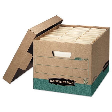 BANKERS BOX File Box,Green, Kraft,10.38& H,PK12