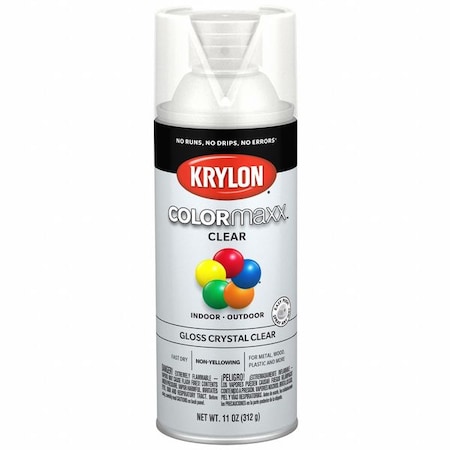 COLORMAXX Spray Paint,Gloss,Crystal Clear,11 oz