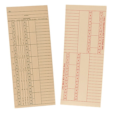 AMANO Time Card;MANILLA;8 1/4in H;PK1000