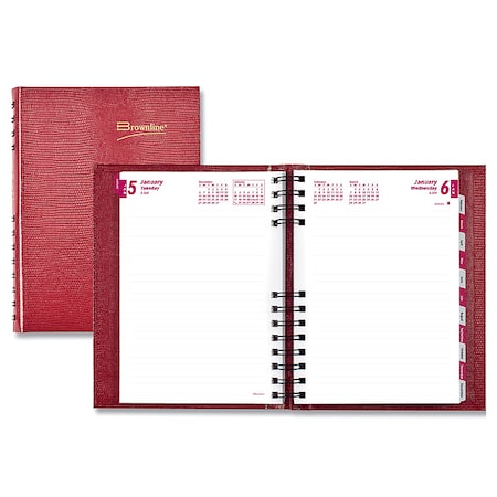 BROWNLINE Daily Planner;8-1/2"x5-3/4";Red