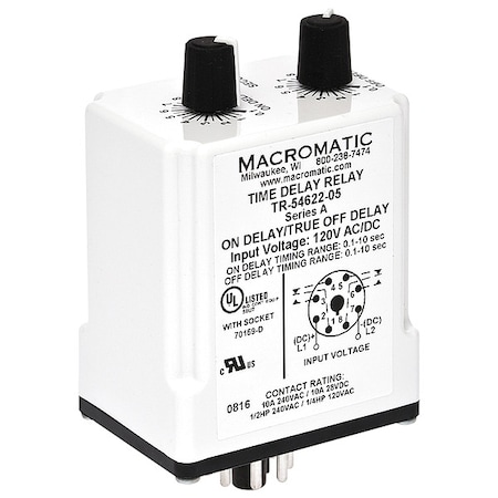 MACROMATIC SinFunTimeDelayRelay, 12VDC, 8Pins