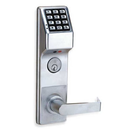 LOCDOWN Electronic Lock,Brushed Chrome,12 Button