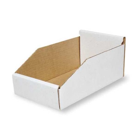 PACKAGING OF AMERICA Corr Shelf Bin,White,Cardboard,4 3/4 in