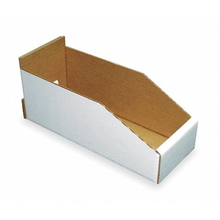 PACKAGING OF AMERICA Corr Shelf Bin,White,Cardboard,4 3/4 in