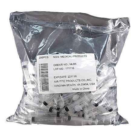 AIR-TITE Syringe,Bulk,5mL Luer Lock,PK200