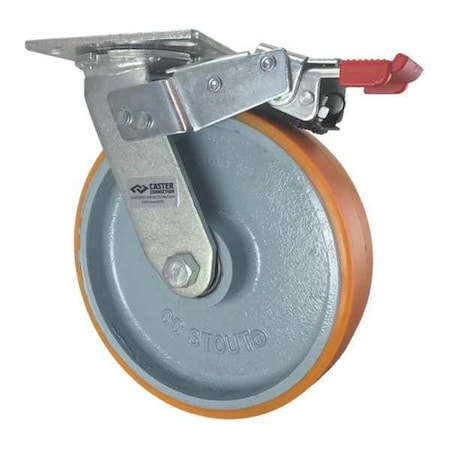 CC STOUT Swivel Plate Caster,w/Brake,TotalLock,8&