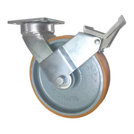 CC STOUT Swivel Plate Caster,w/Brake,Pedal,8&