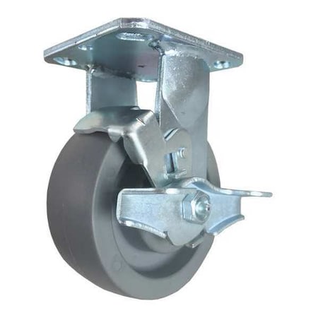 CC NYLEX Swivel Plate Caster;w/Brake;SideStrap;5"