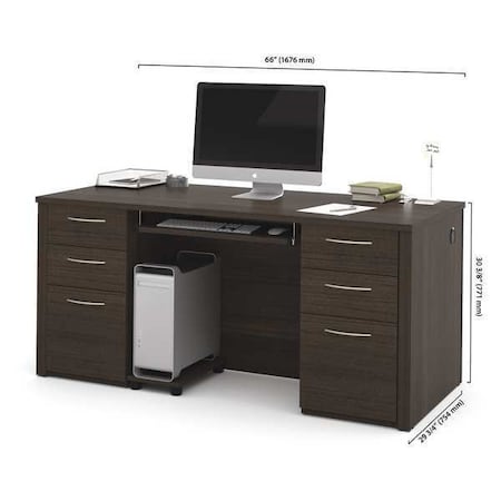 EMBASSY Executive Desk,30.4 in H,Dark Chocolate