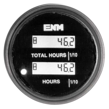 ENM Hour Meter,LCD,80-265 VAC,Flush Mount