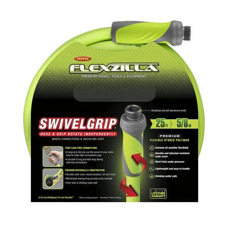 FLEXZILLA SwivelGrip Garden Hose, 5/8& x 25