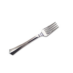 WNA, Inc. Reflections Heavyweight Plastic Utensils, Fork, Silver, 80/box