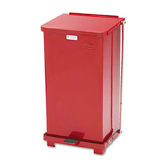 Rubbermaid Defenders Heavy-Duty Steel Step Can, 6.5 gal, Steel, Red