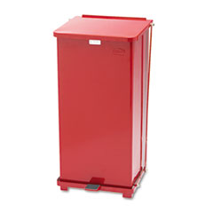Rubbermaid Defenders Heavy-Duty Steel Step Can, 13 gal, Steel, Red