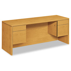 Hon Company 10500 Series Kneespace Credenza With 3/4-Height Pedestals, 72w x 24d x 29.5h, Harvest