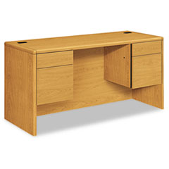 Hon Company 10700 Kneespace Credenza, 3/4 Height Pedestals, 60w X 24d X 29.5h, Harvest